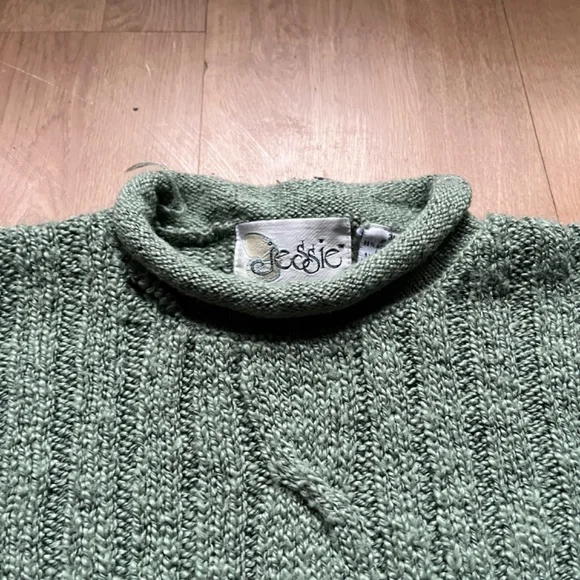 Vintage Jessie light green knit sweater with rolled collar - Size 36 - Picture 3 of 11